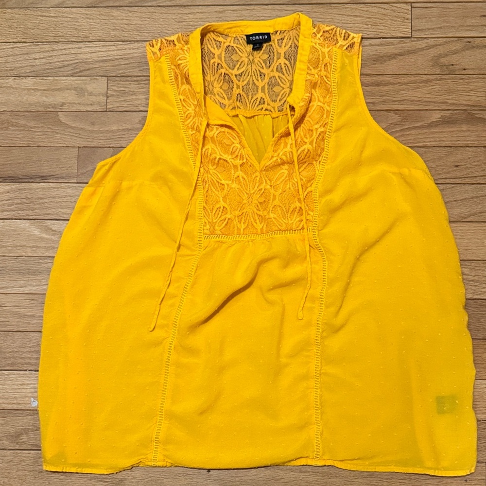 Torrid Sunflower Lace Accent Blouse
